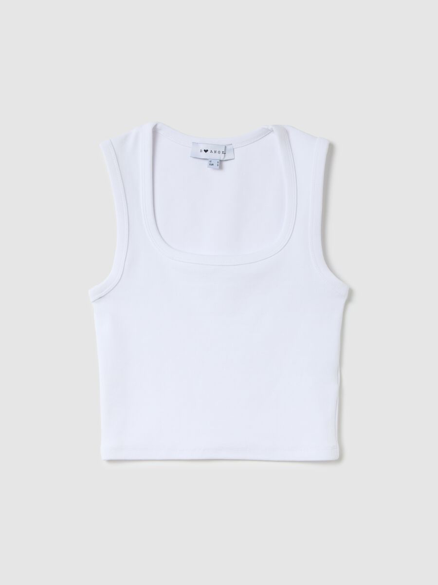 Women’s white fitted vest top in stretch cotton_4