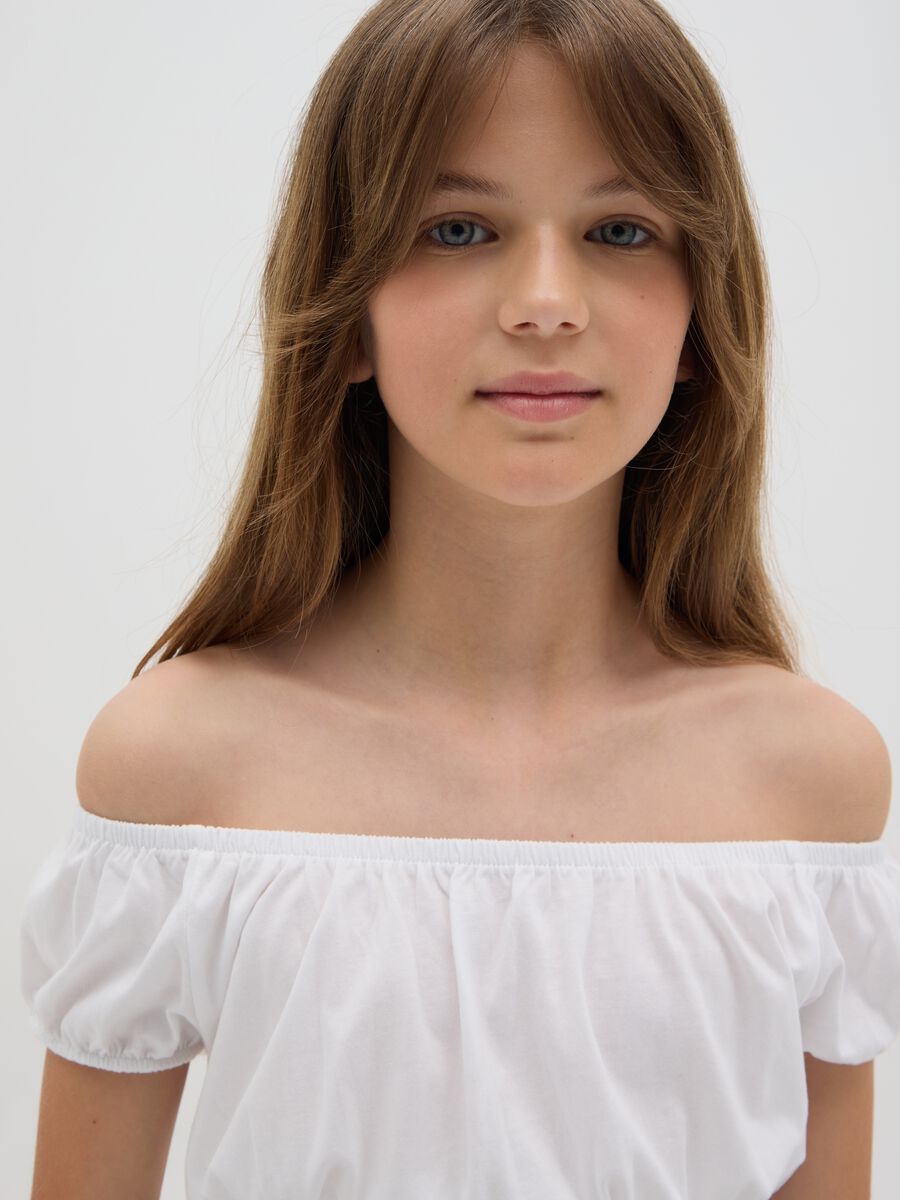 Girls' white pure cotton top in regular fit_2