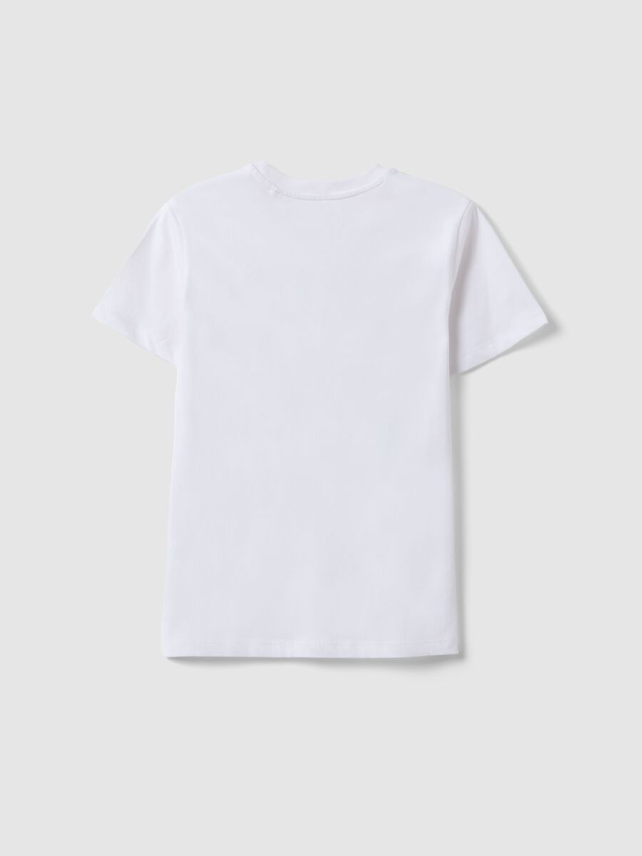 Boy's white pure cotton regular fit T-shirt with print_1