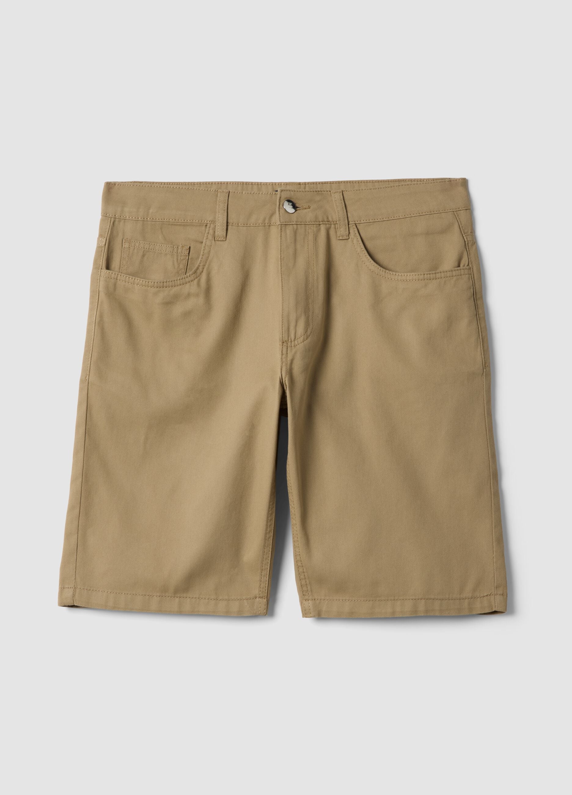Beige pure cotton regular-fit shorts