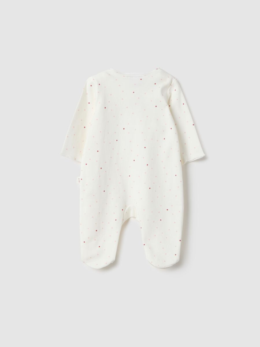 White pure cotton baby girl bodysuit with polka dots, regular fit_1