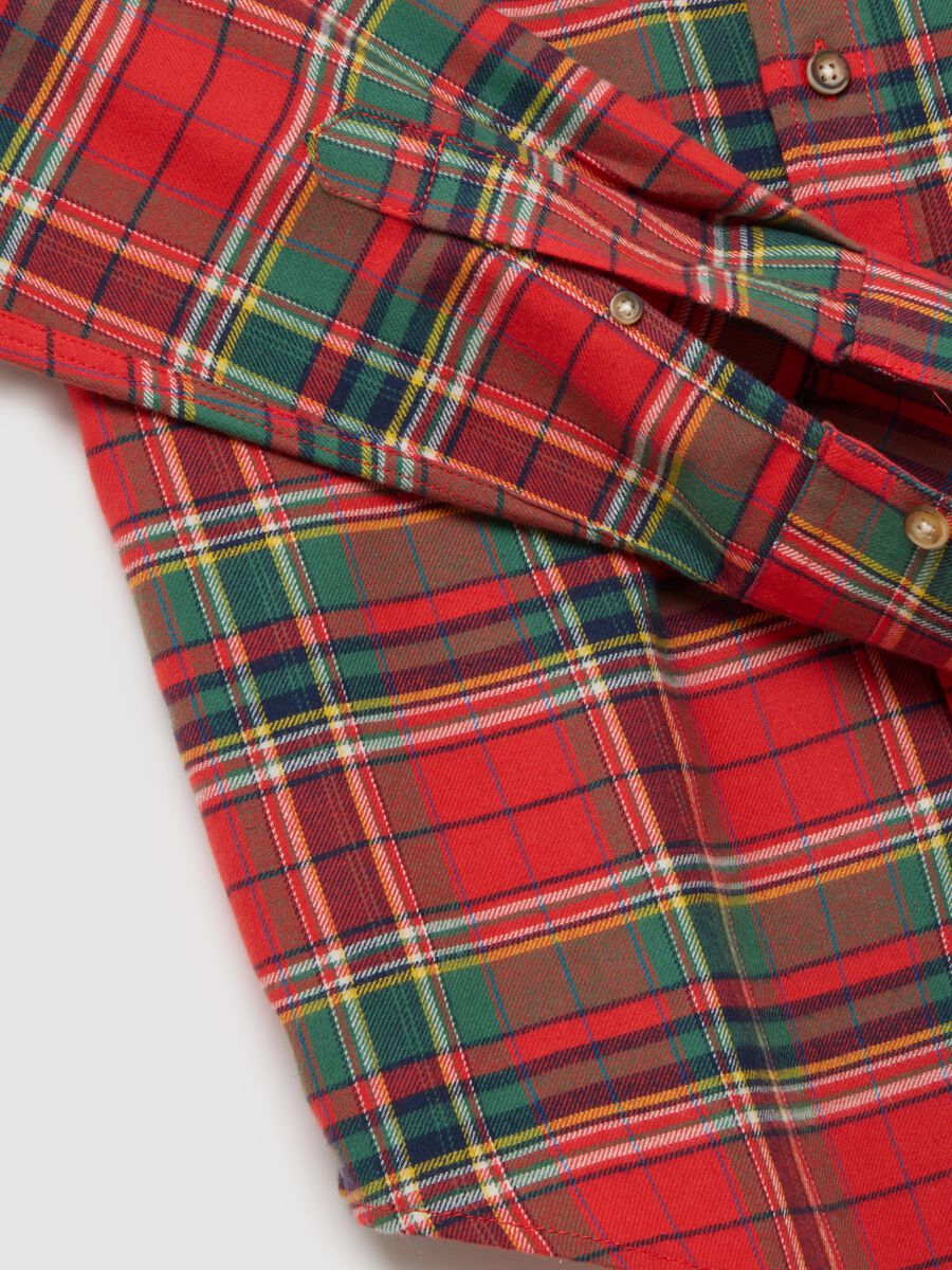 Camicia a quadri multicolor in puro cotone regular fit in flanella_1