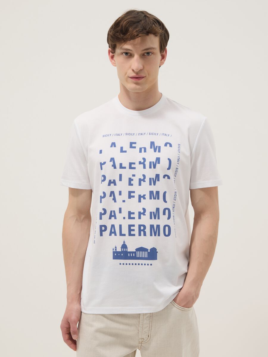 White pure cotton graphic T-shirt, regular fit_0