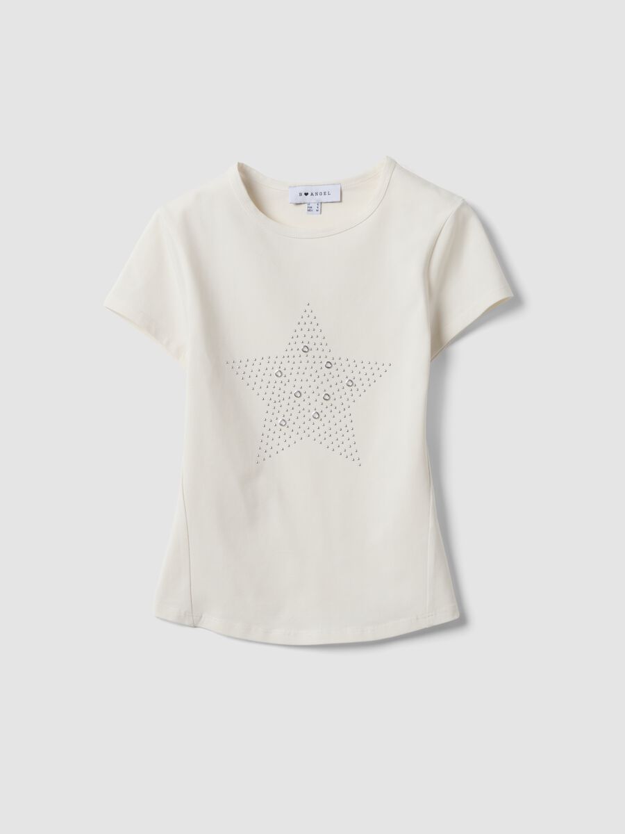 White fitted stretch-cotton T-shirt with rhinestone embellishment_4