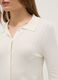 Slim fit white ribbed cardigan with polo collar_3