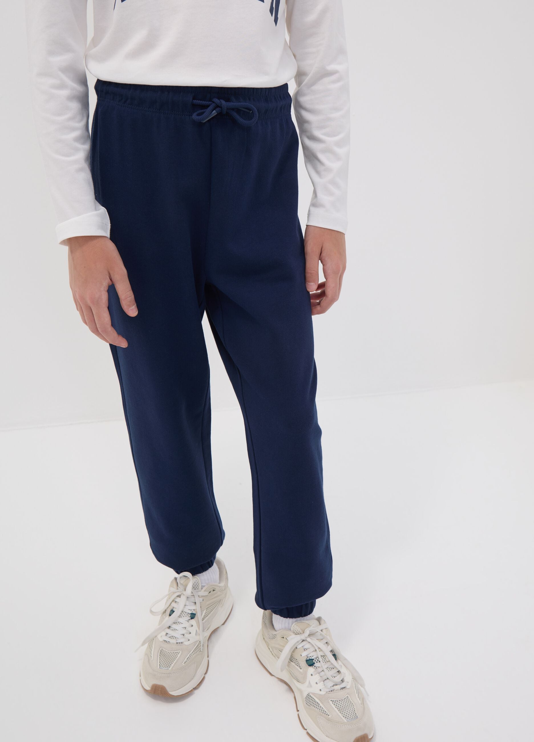 Blue regular-fit joggers in pure organic cotton for boys