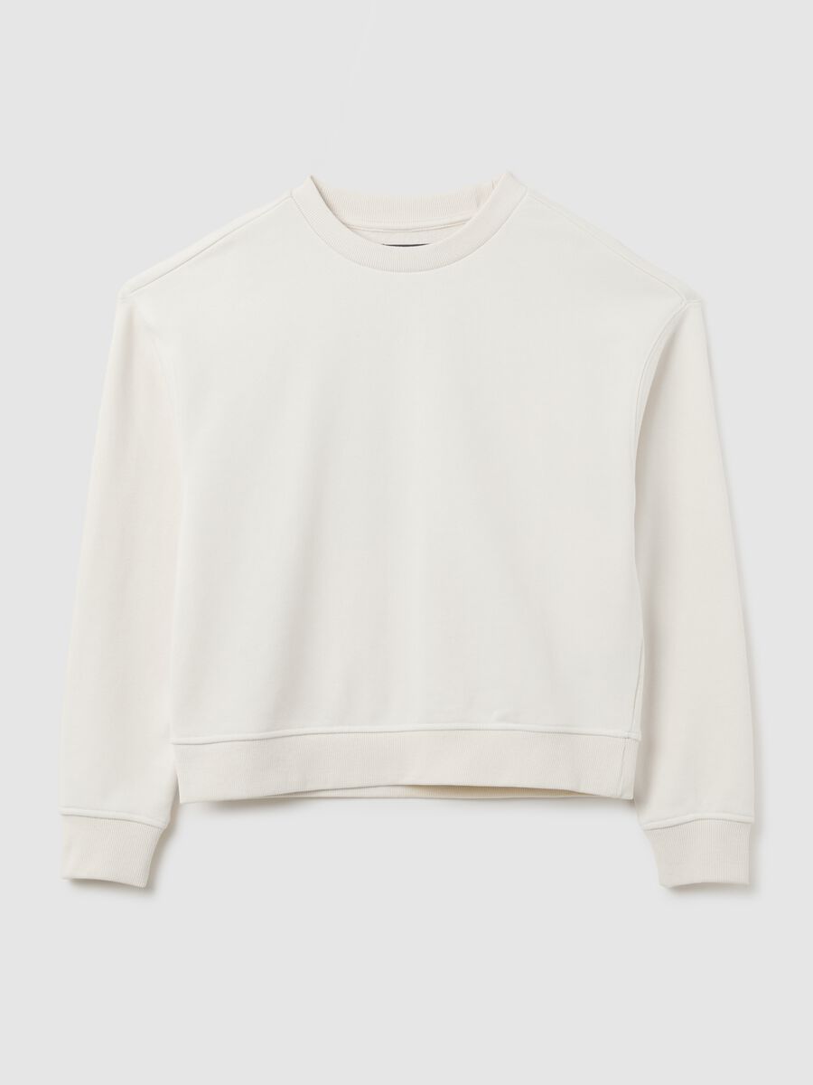 White cotton blend sweatshirt regular fit_4
