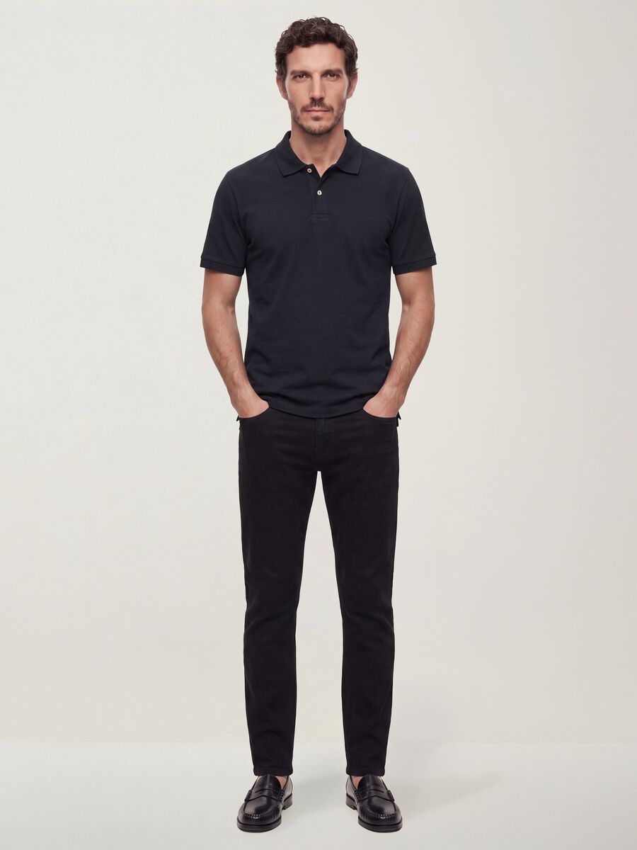 Black slim-fit stretch cotton jeans_0