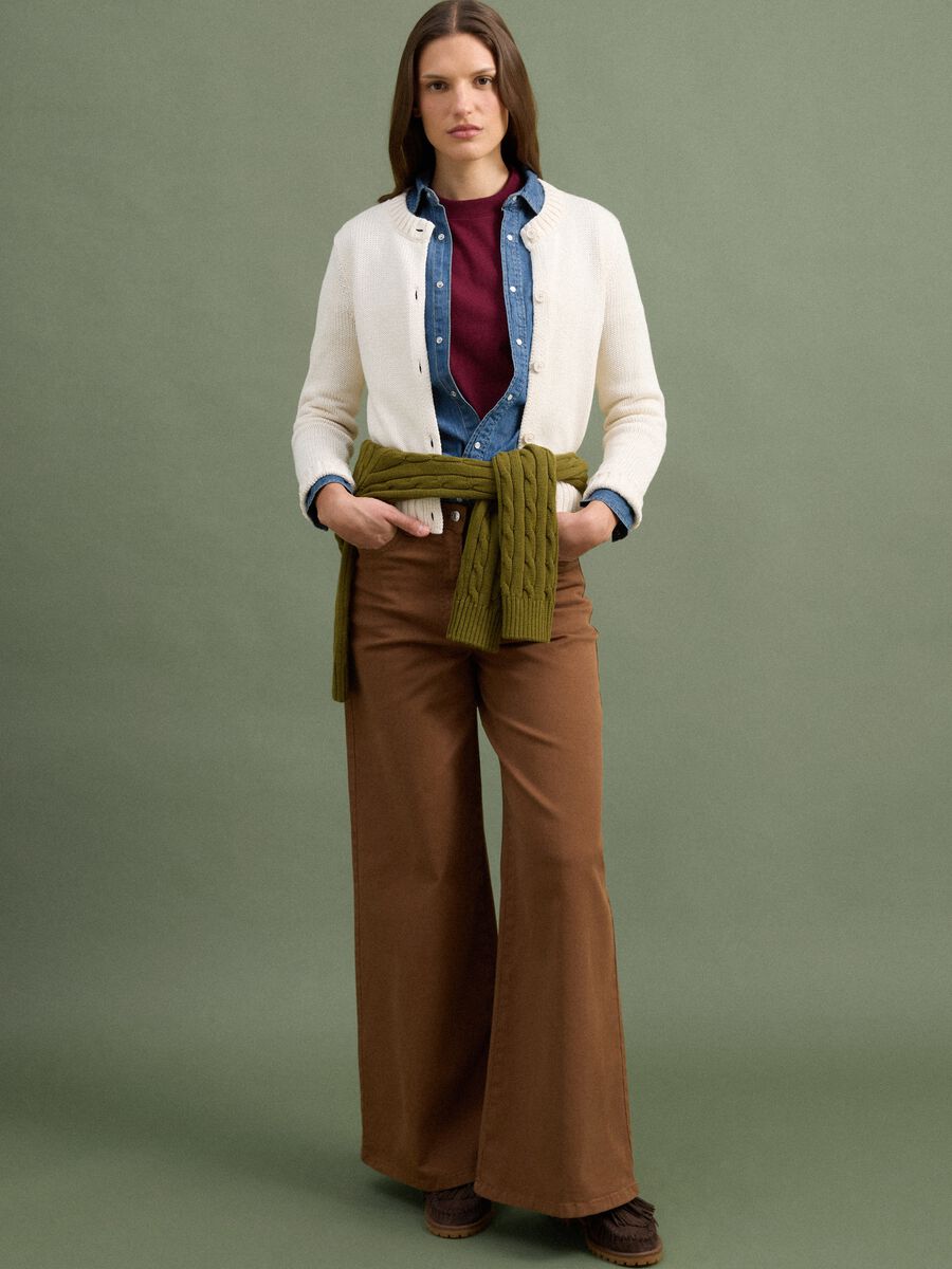 Cardigan beige in puro cotone con bottoni regular fit_1