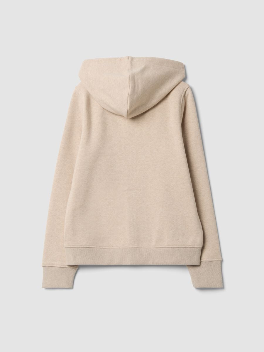 Beige cotton-blend hoodie sweatshirt with crew neck_2