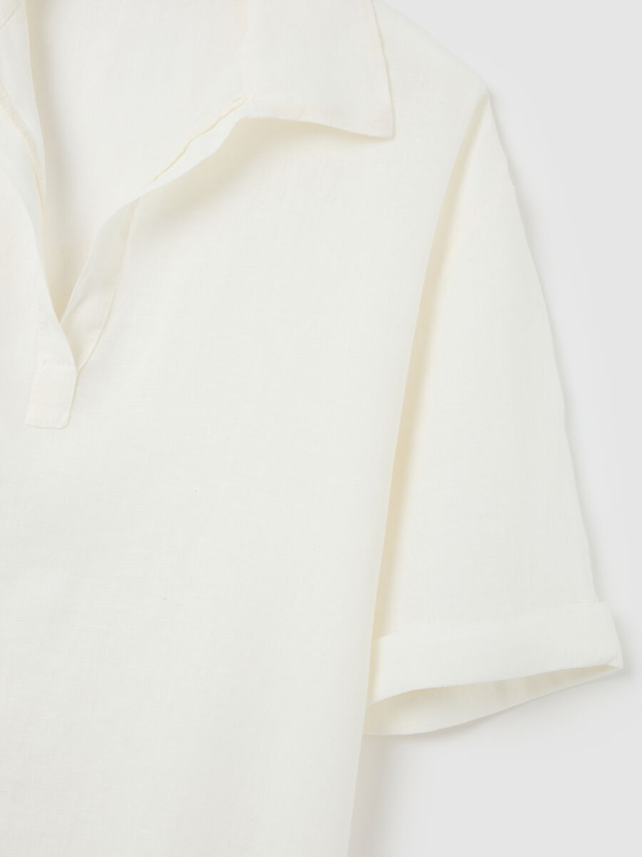 Women's white pure linen dress regular fit_1