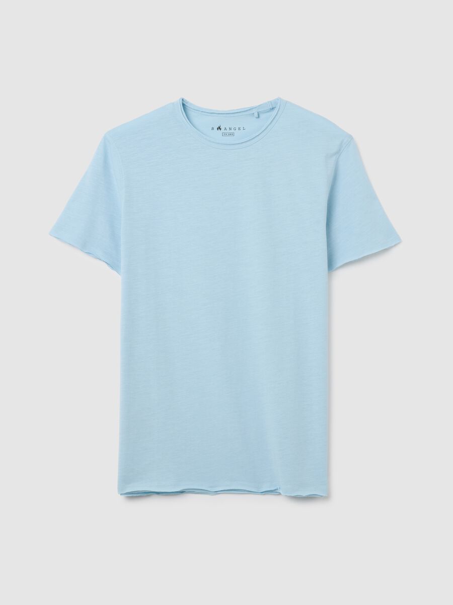 T-shirt da uomo in puro cotone azzurro regular fit_0