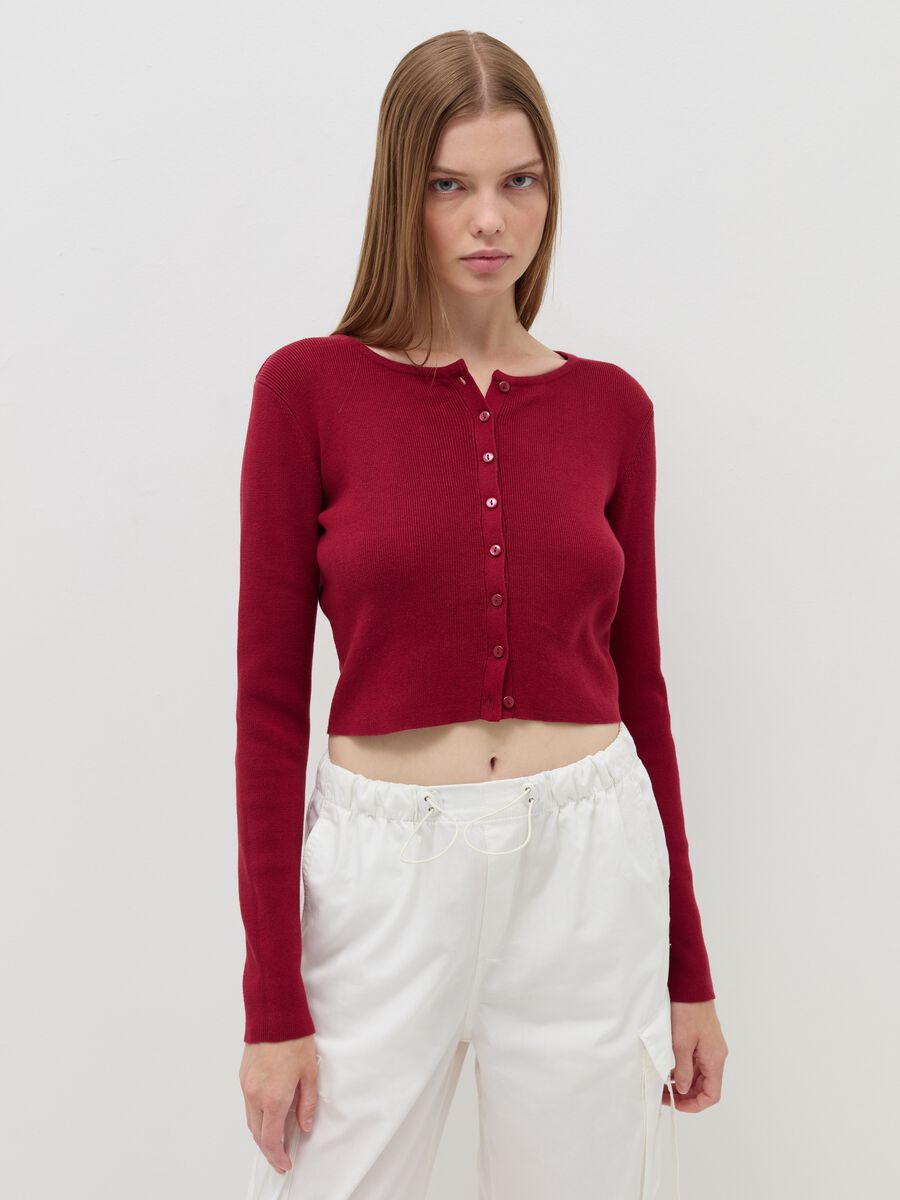 Ribbed crop cardigan_0