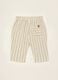 Beige striped pure cotton shorts_2