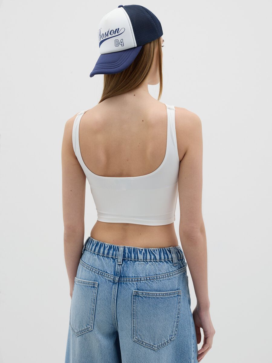 White stretch fabric crop tank by B.Angel_3