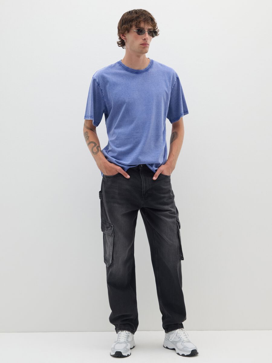 Pure cotton blue T-shirt regular fit_1
