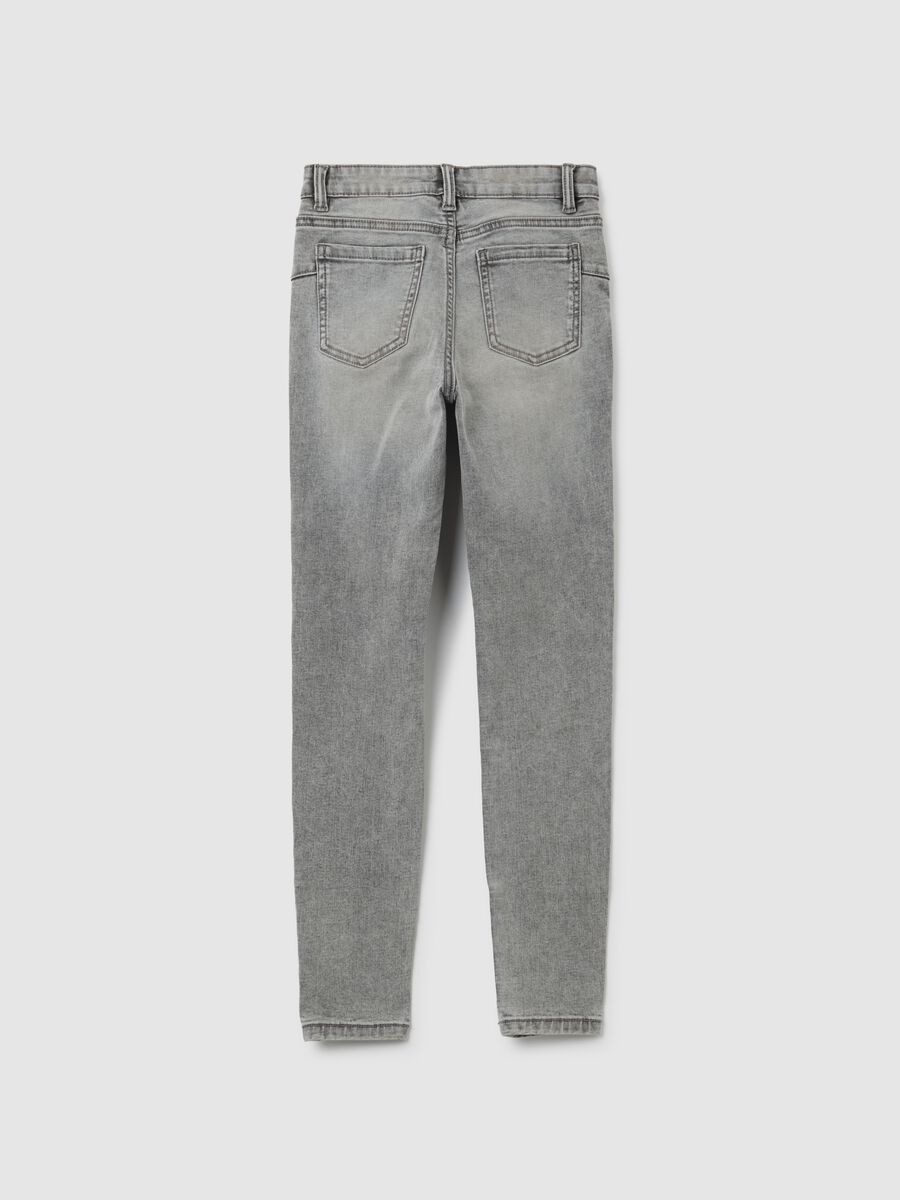 Jeans da ragazza in denim grigio skinny fit_1