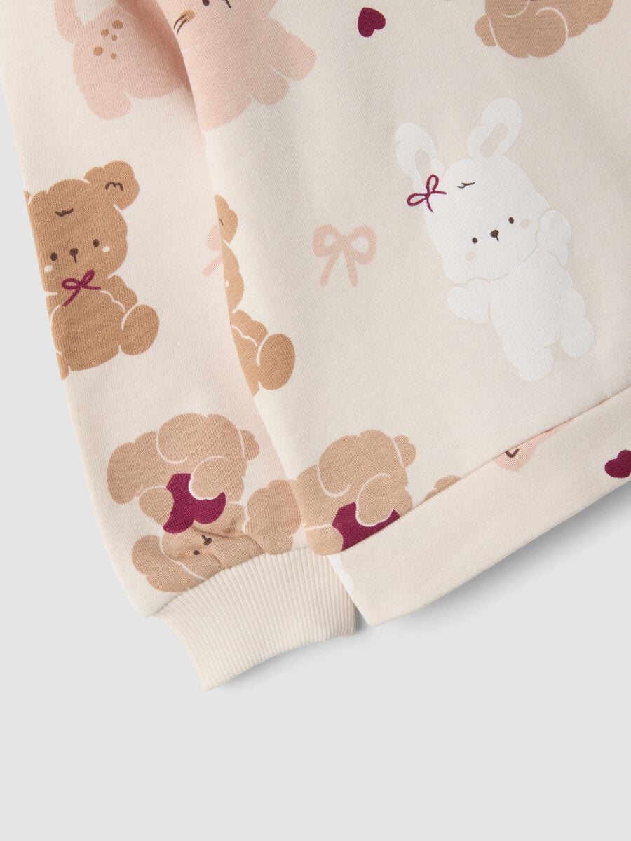 Felpa rosa girocollo in puro cotone con stampa animaletti_2