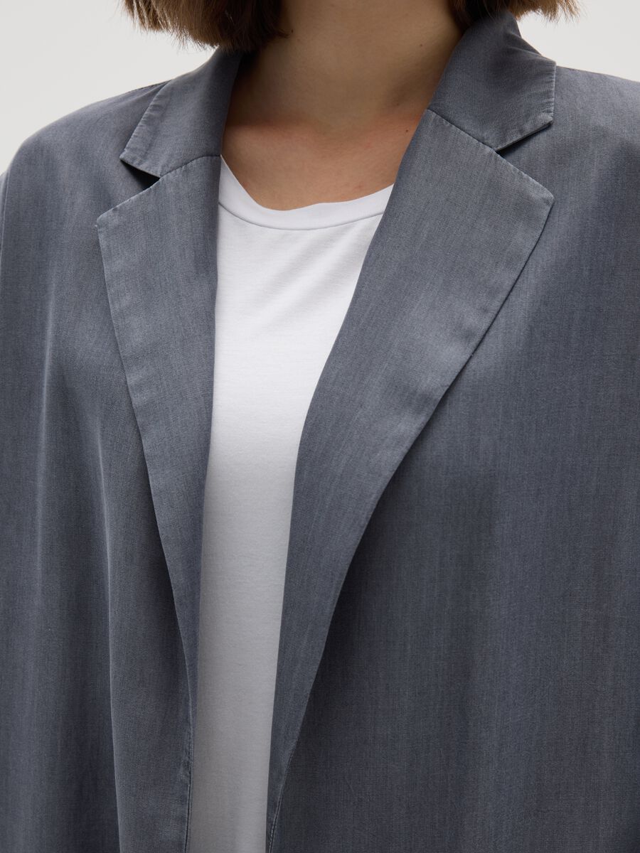 Women's grey regular fit blazer in pure Lyocell_2