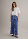 Blue pure cotton patterned trousers_0