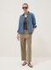 Pantaloni in misto viscosa e lino beige straight fit con coulisse_1
