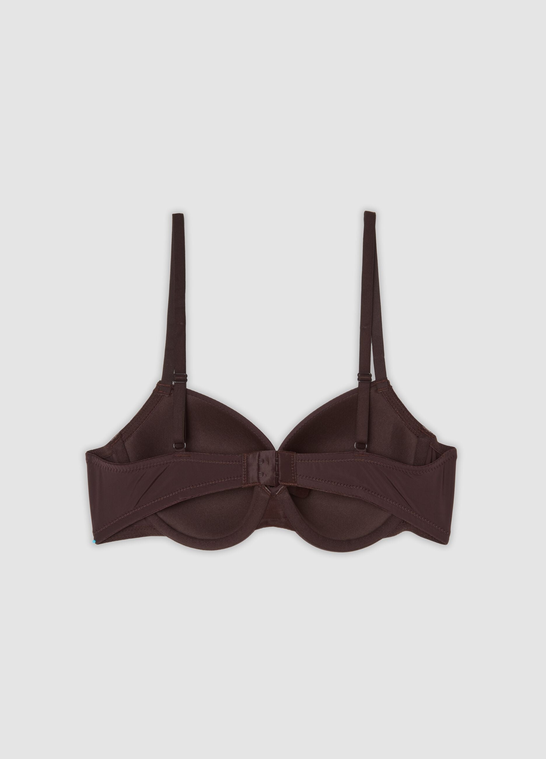 Brown padded stretch-fabric bra