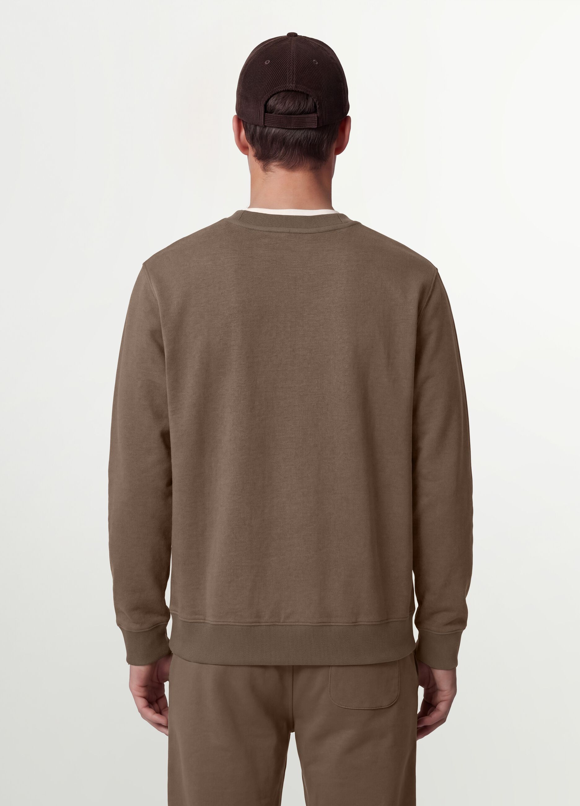 Grey crew-neck cotton-blend sweatshirt, regular fit