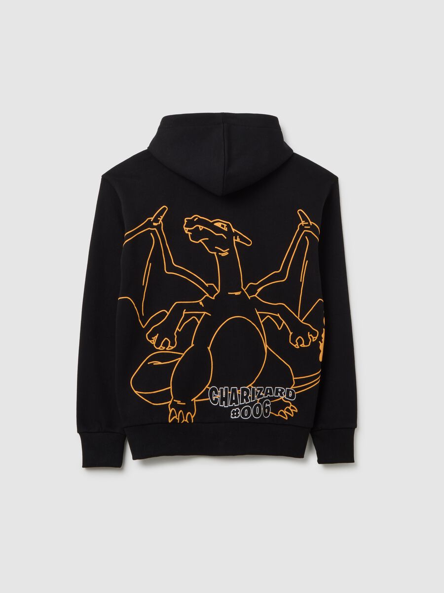 Black cotton blend children's sweatshirt with Pokémon print_1
