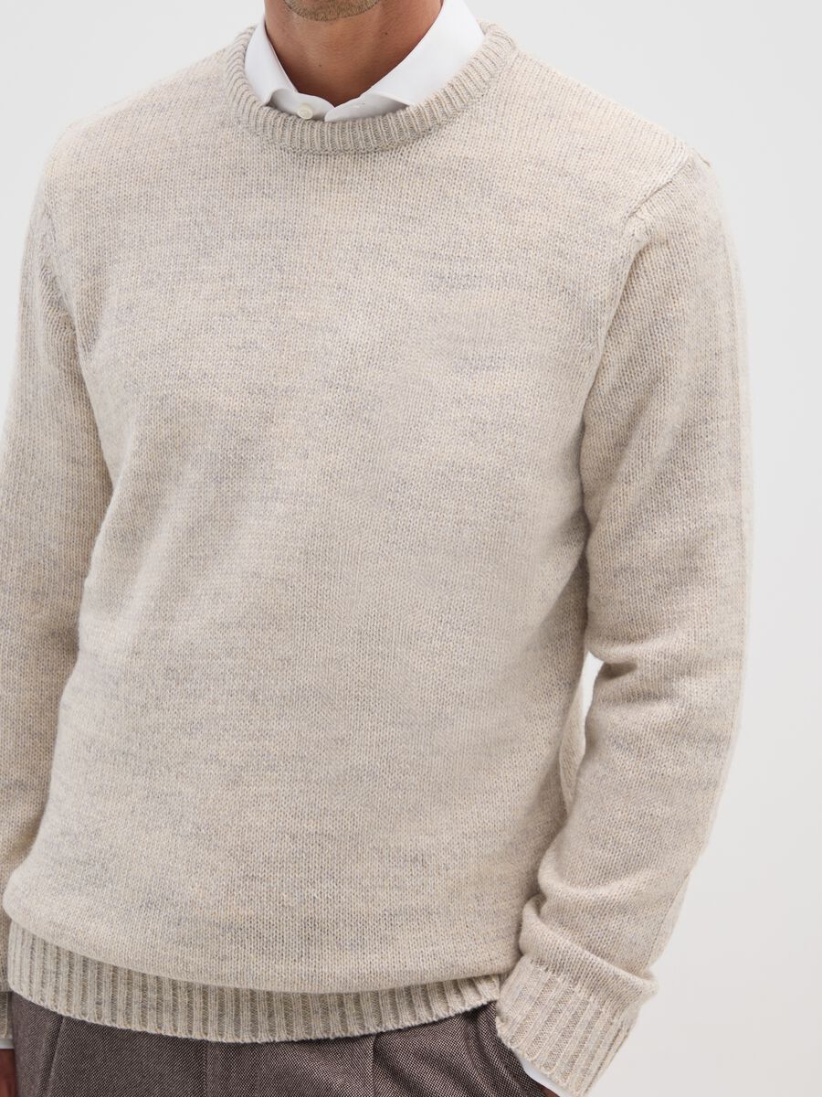 Beige Sweater in Acrylic and Wool Blend_3
