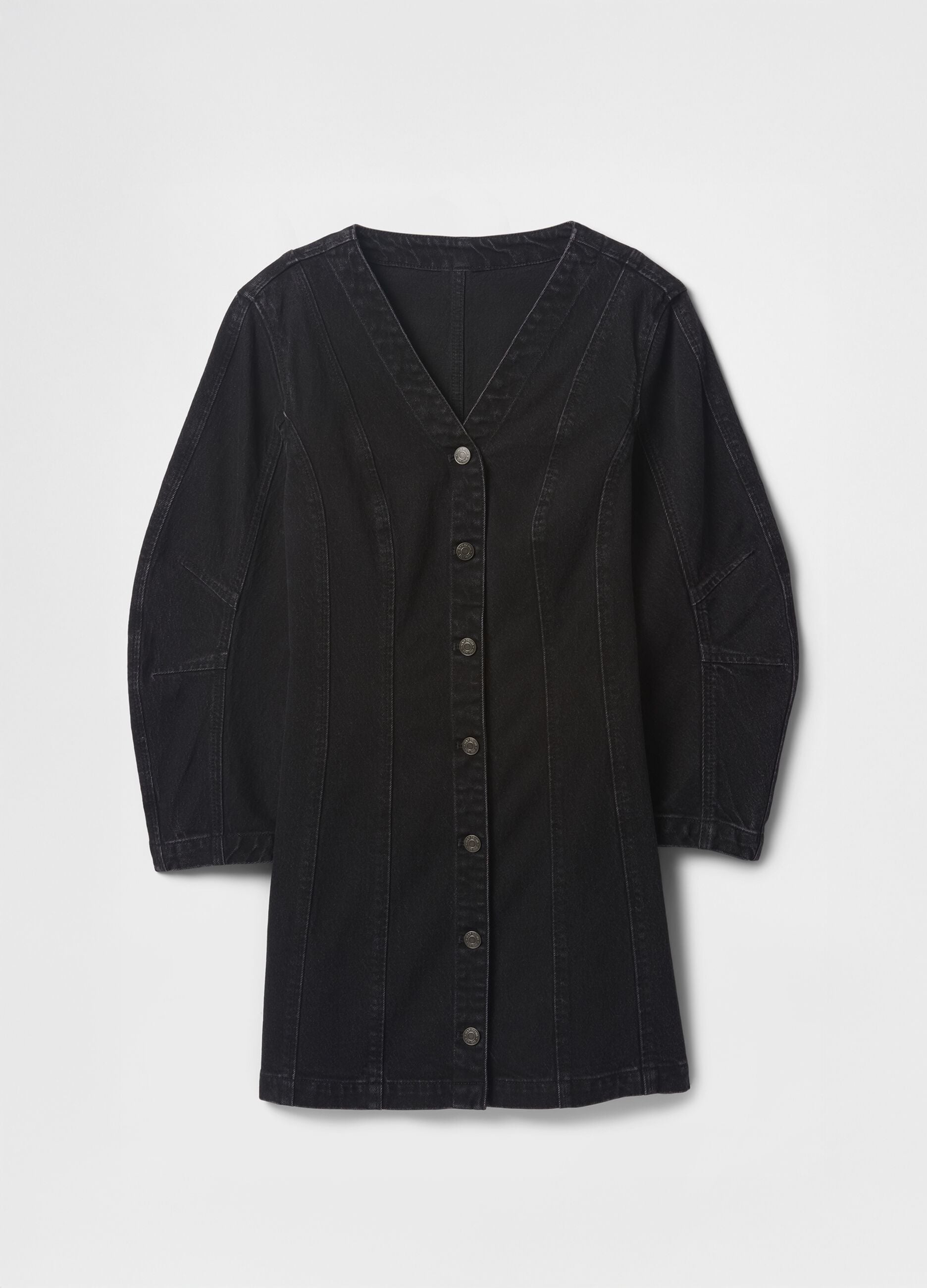 Black Denim Dress with Buttons Gap