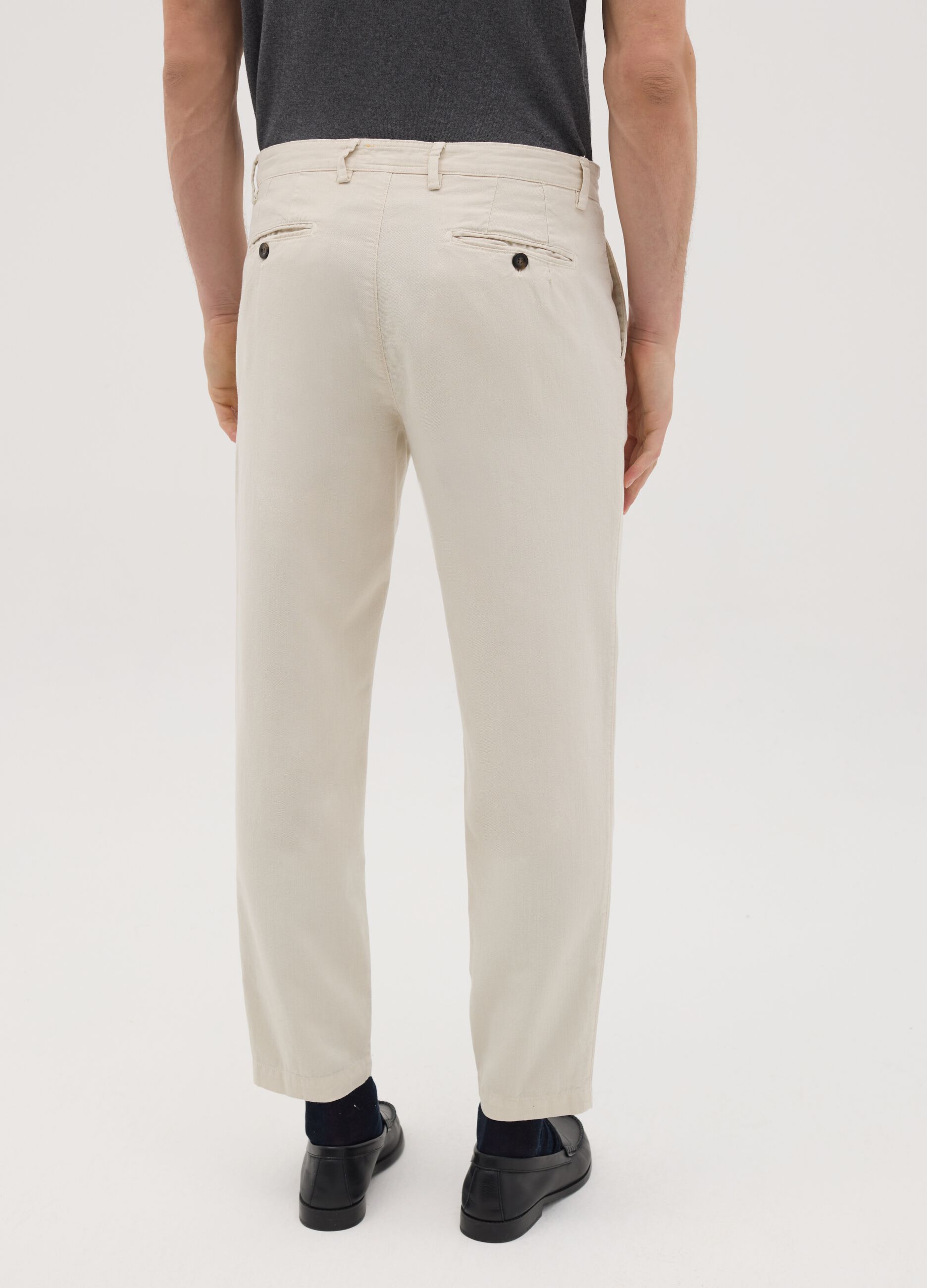 Ovs Beige Cotton Chino Trousers