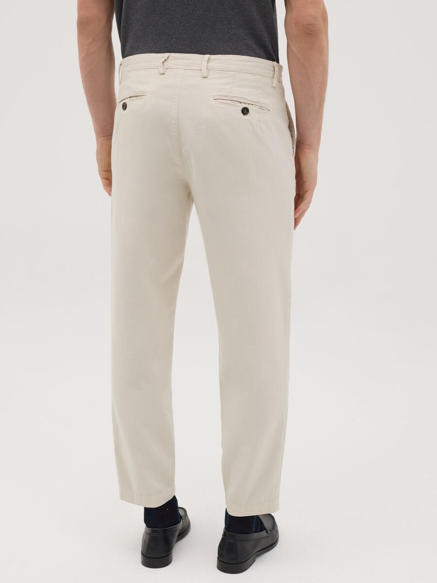 Ovs Beige Cotton Chino Trousers_3