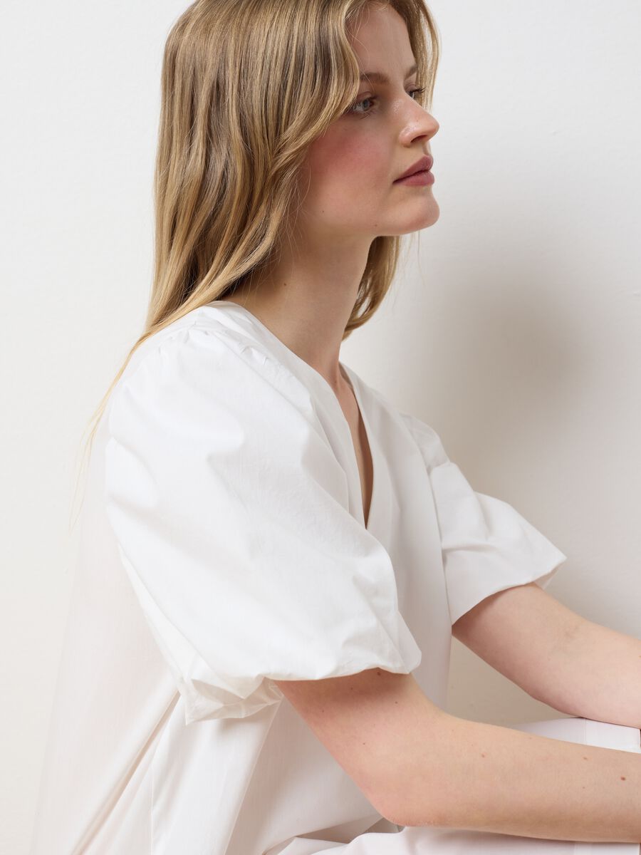 Women's white pure cotton dress regular fit_0