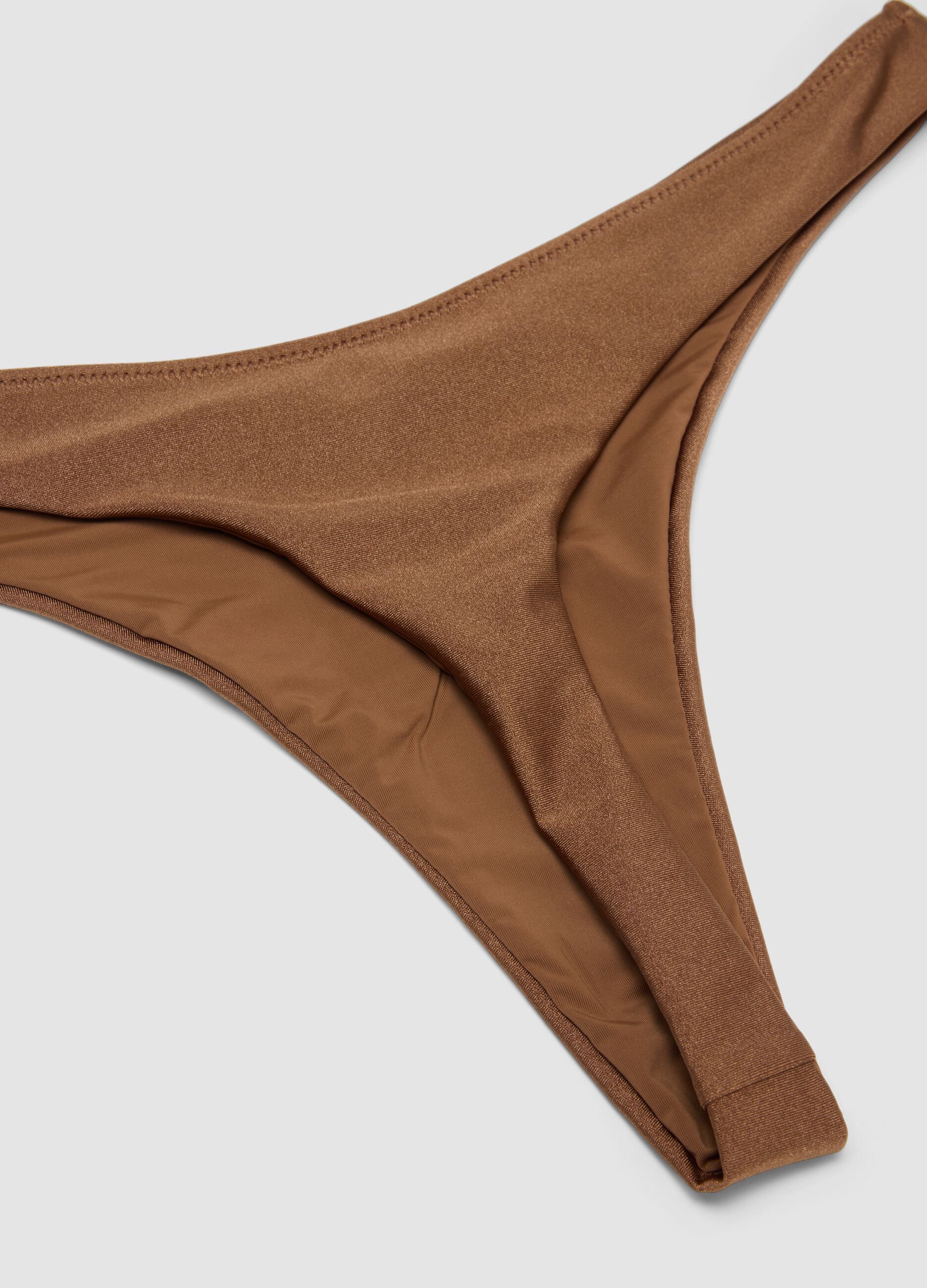Brown Brazilian bikini briefs in stretch fabric