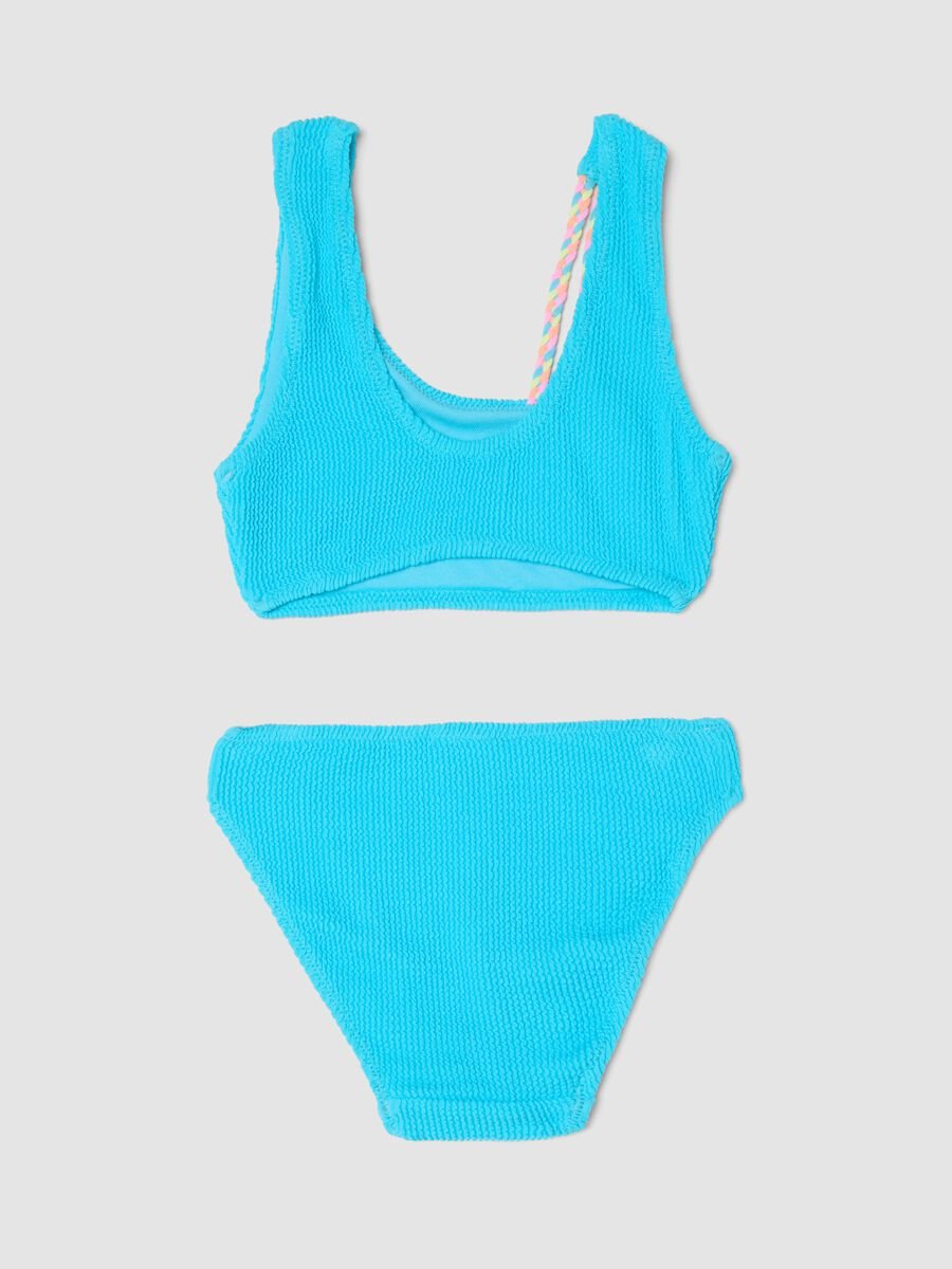 Bikini azzurro in tessuto elasticizzato a fascia_1