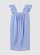 Women's Dress in Pure Azure Cotton with Ruffles_4