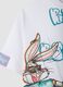Kids' oversized fit pure cotton white T-shirt with Bugs Bunny_3