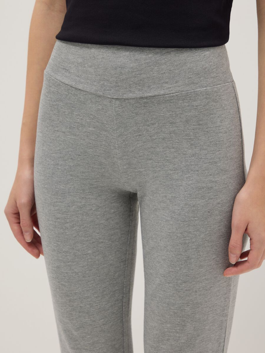 Grey flared stretch cotton leggings_3