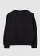 Black crew neck sweatshirt in cotton blend regular fit with rhinestones_4