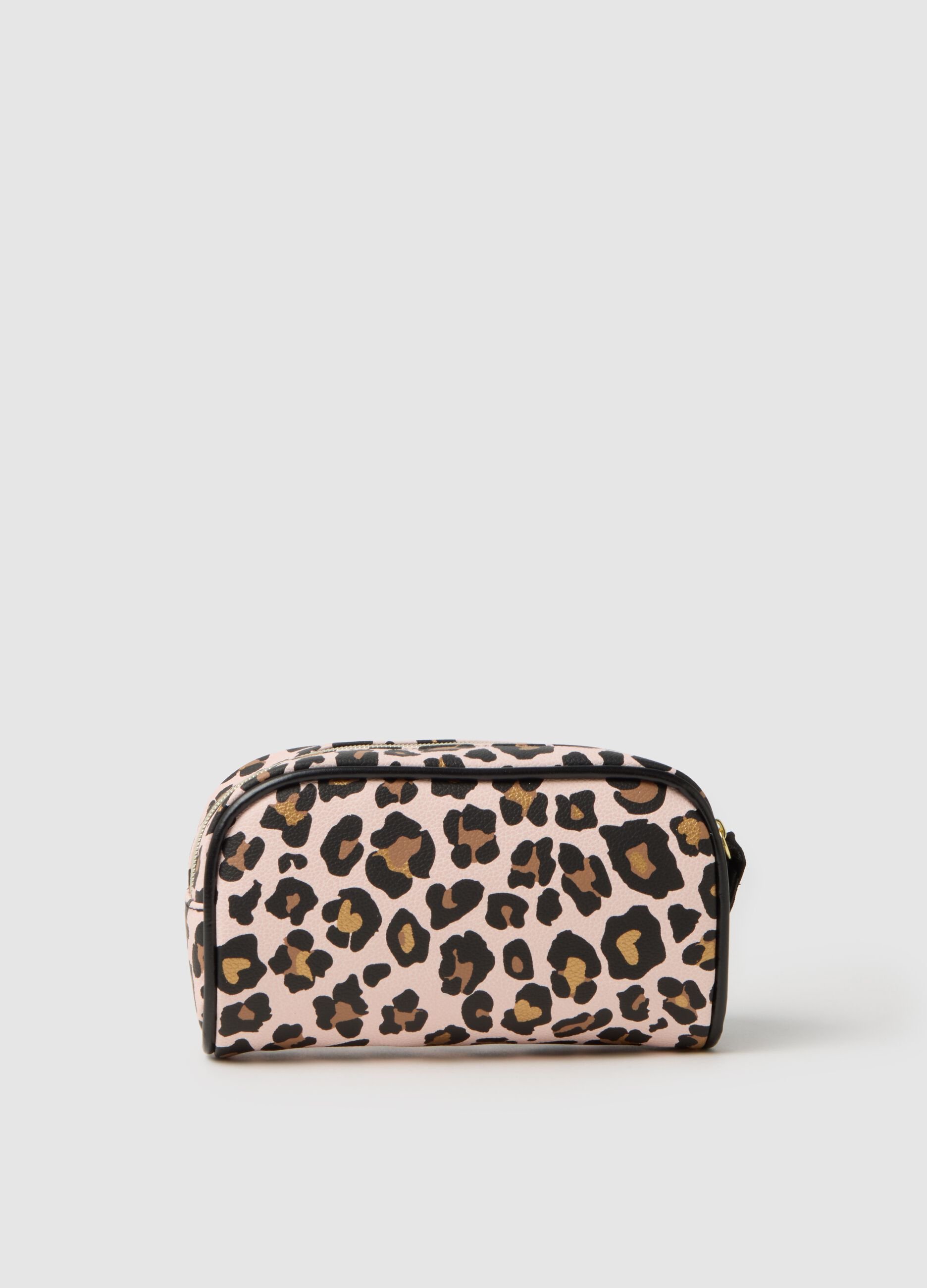 PVC Multicolour Pouch with Leopard Print Zip