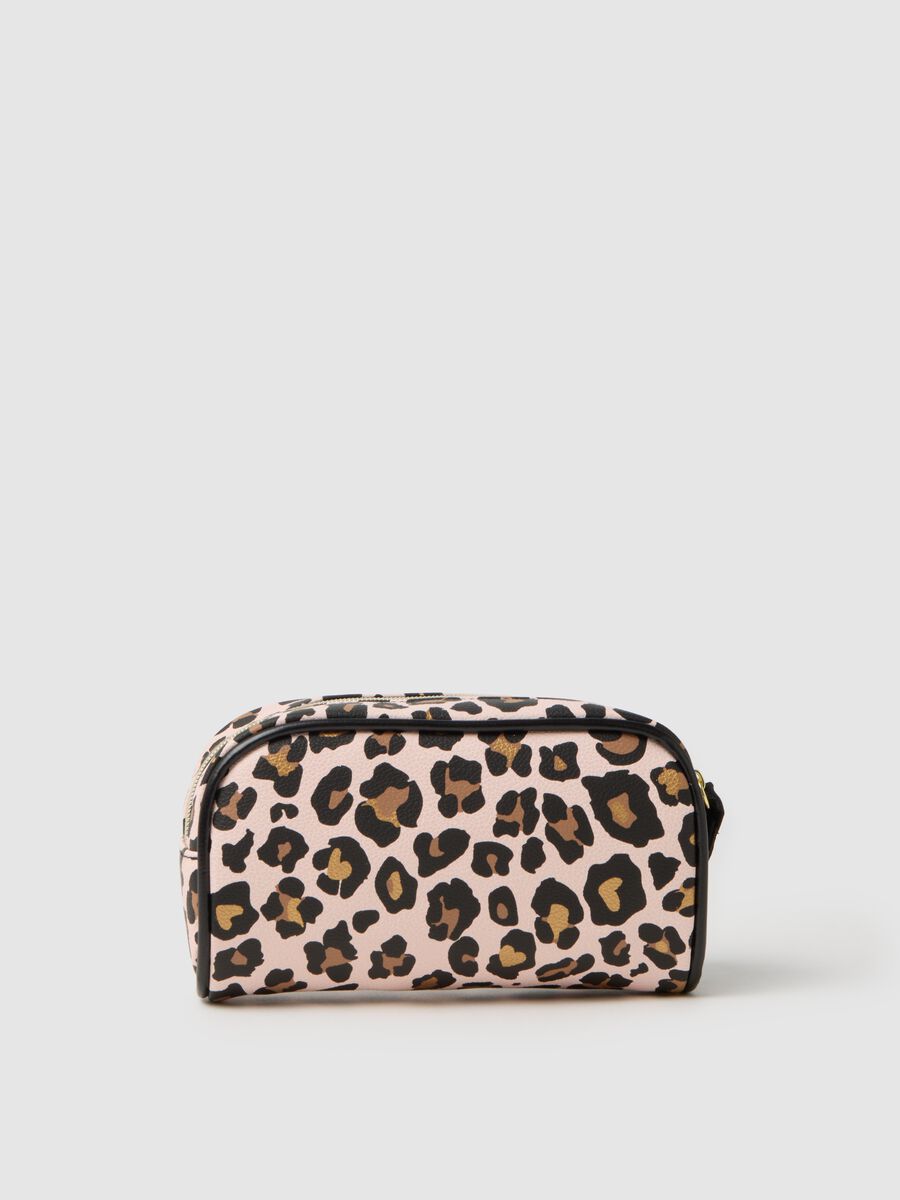 PVC Multicolour Pouch with Leopard Print Zip_1