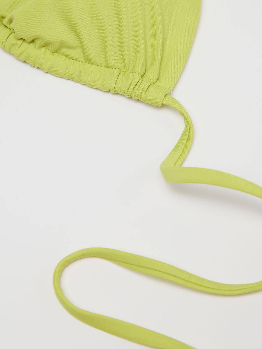 Green triangle bikini top with ties_5