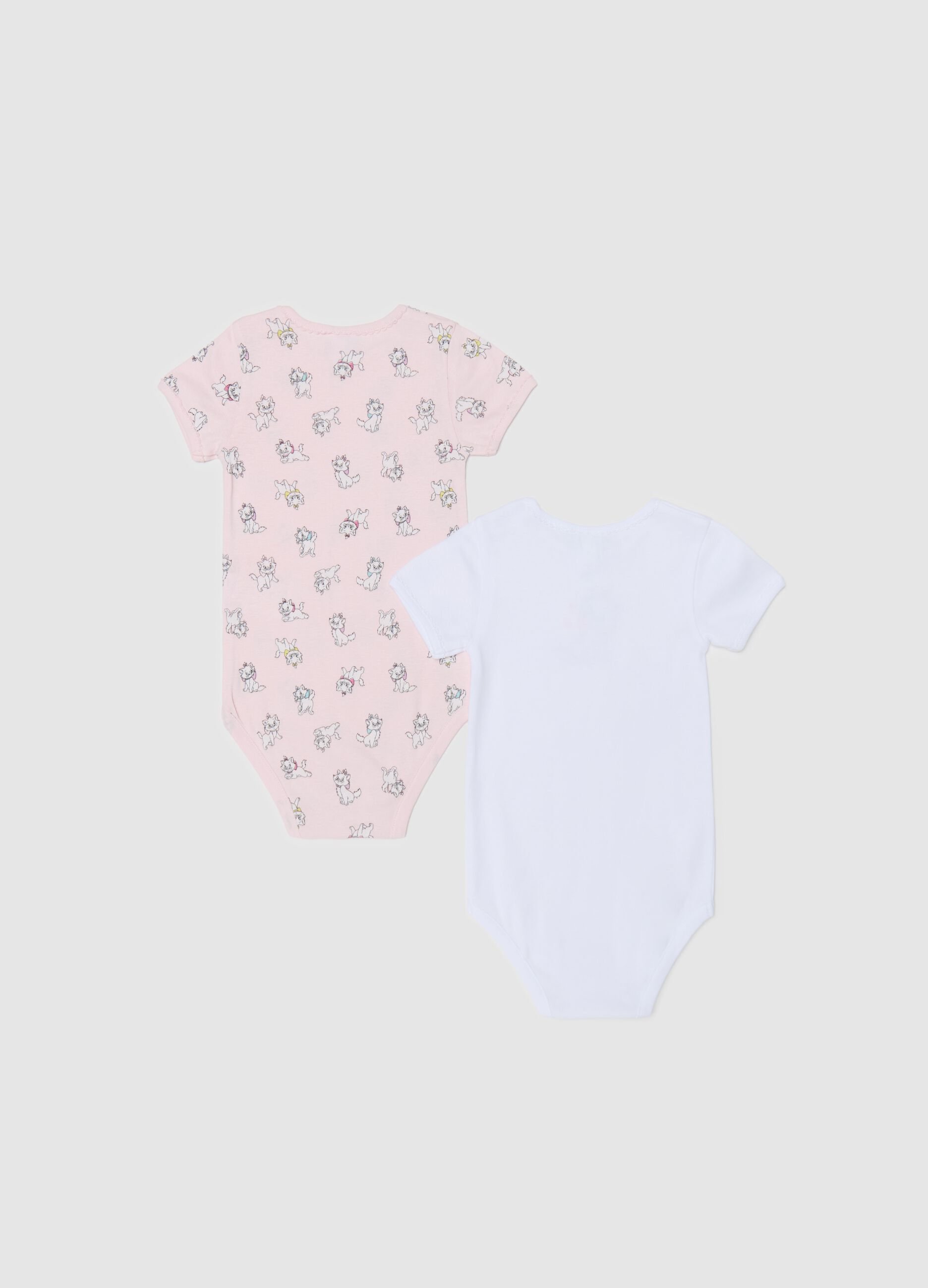 Two-pack cotton bodysuits with Marie print
