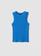 Tank top blu in cotone elasticizzato a costine fitted_4