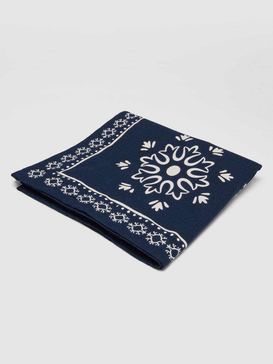 Blue pure cotton beach towel with decorative print_0