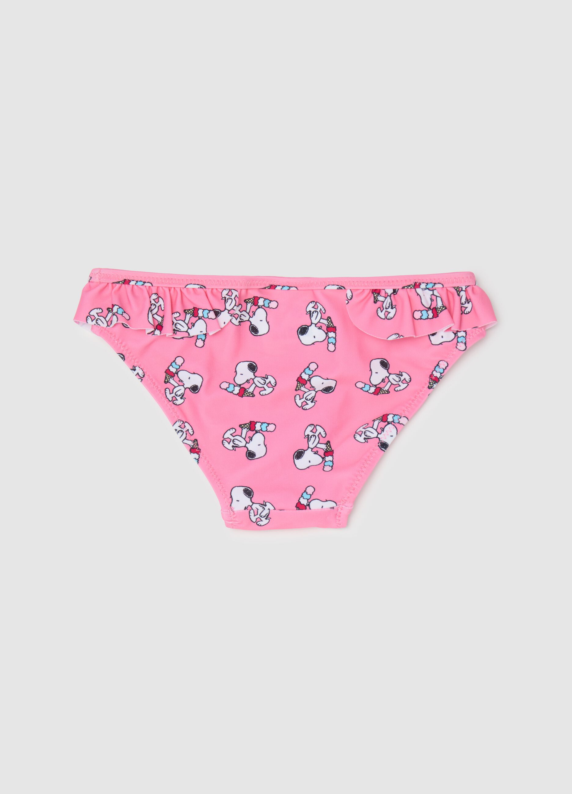 Girls’ swimsuit in stretch pink fabric with Snoopy print