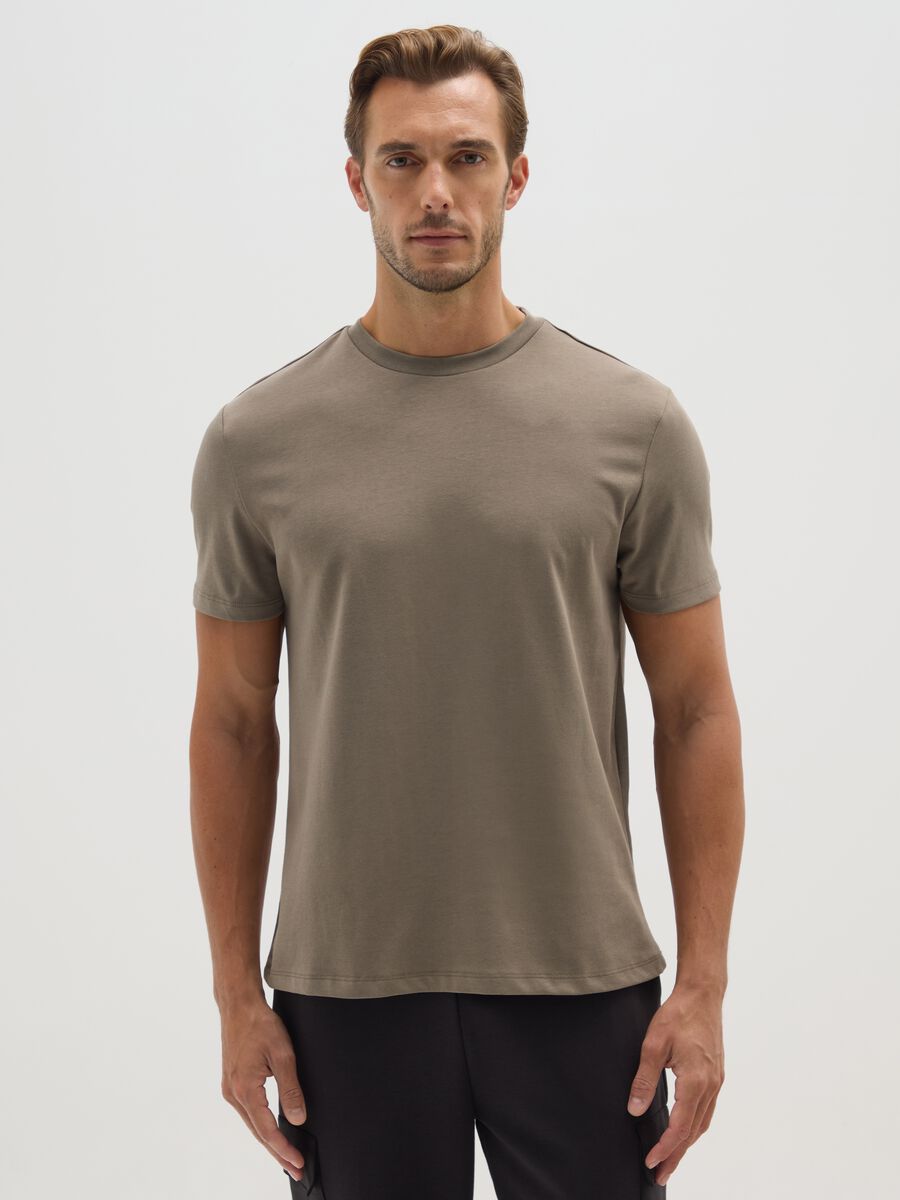 Regular fit green cotton blend T-shirt_0