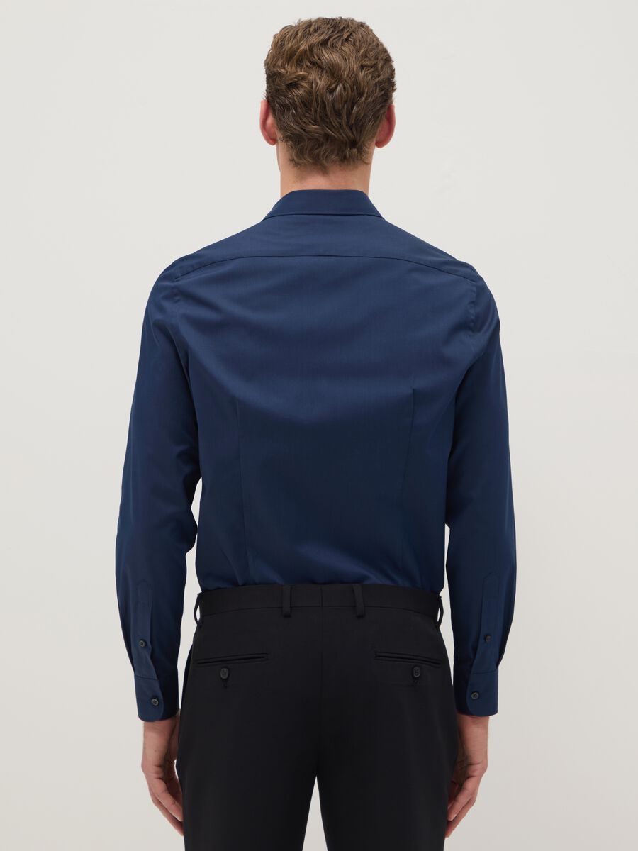 Blue Slim Fit Shirt with Classic Collar_2