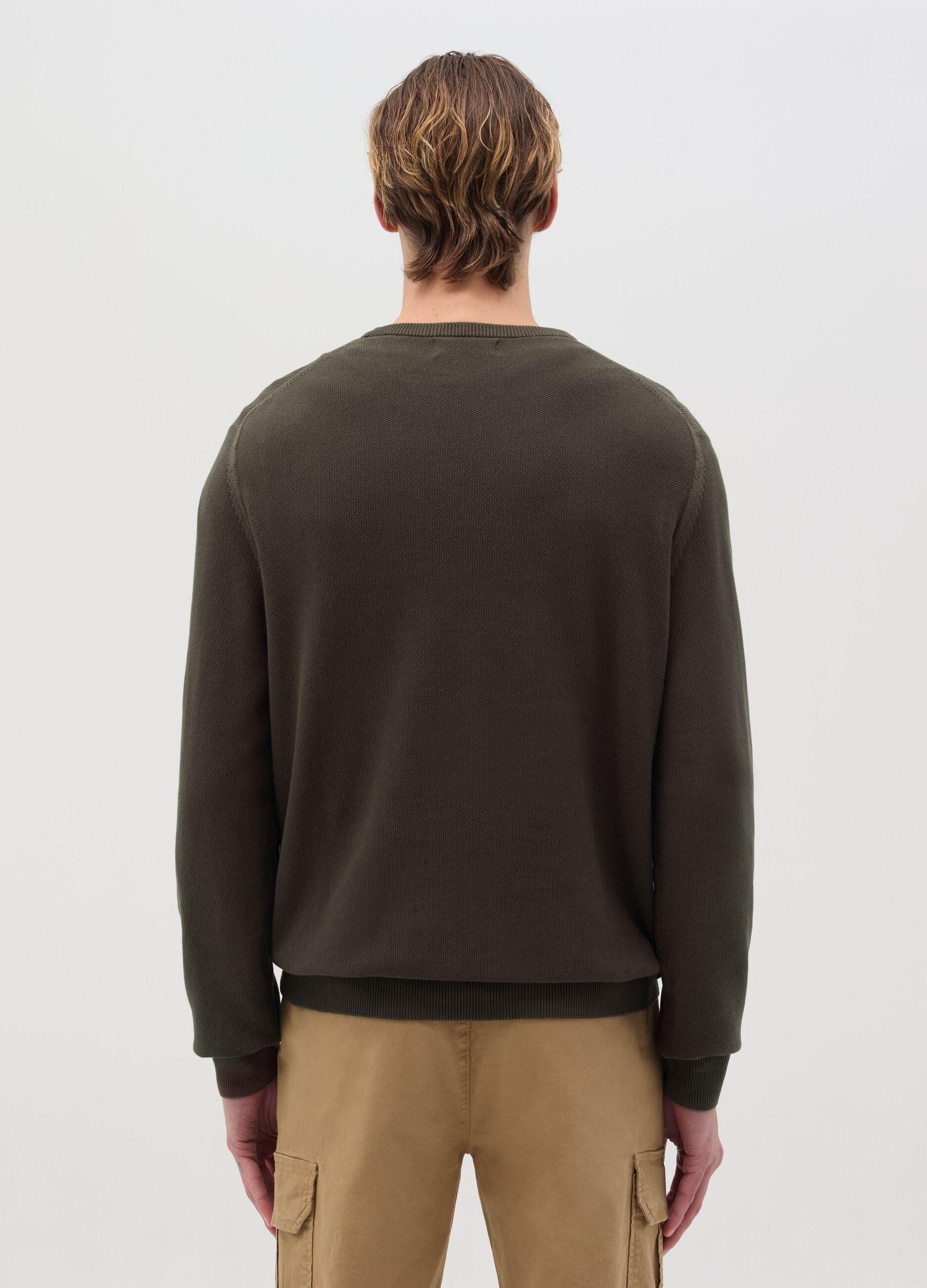 Cotton pullover with micro weave