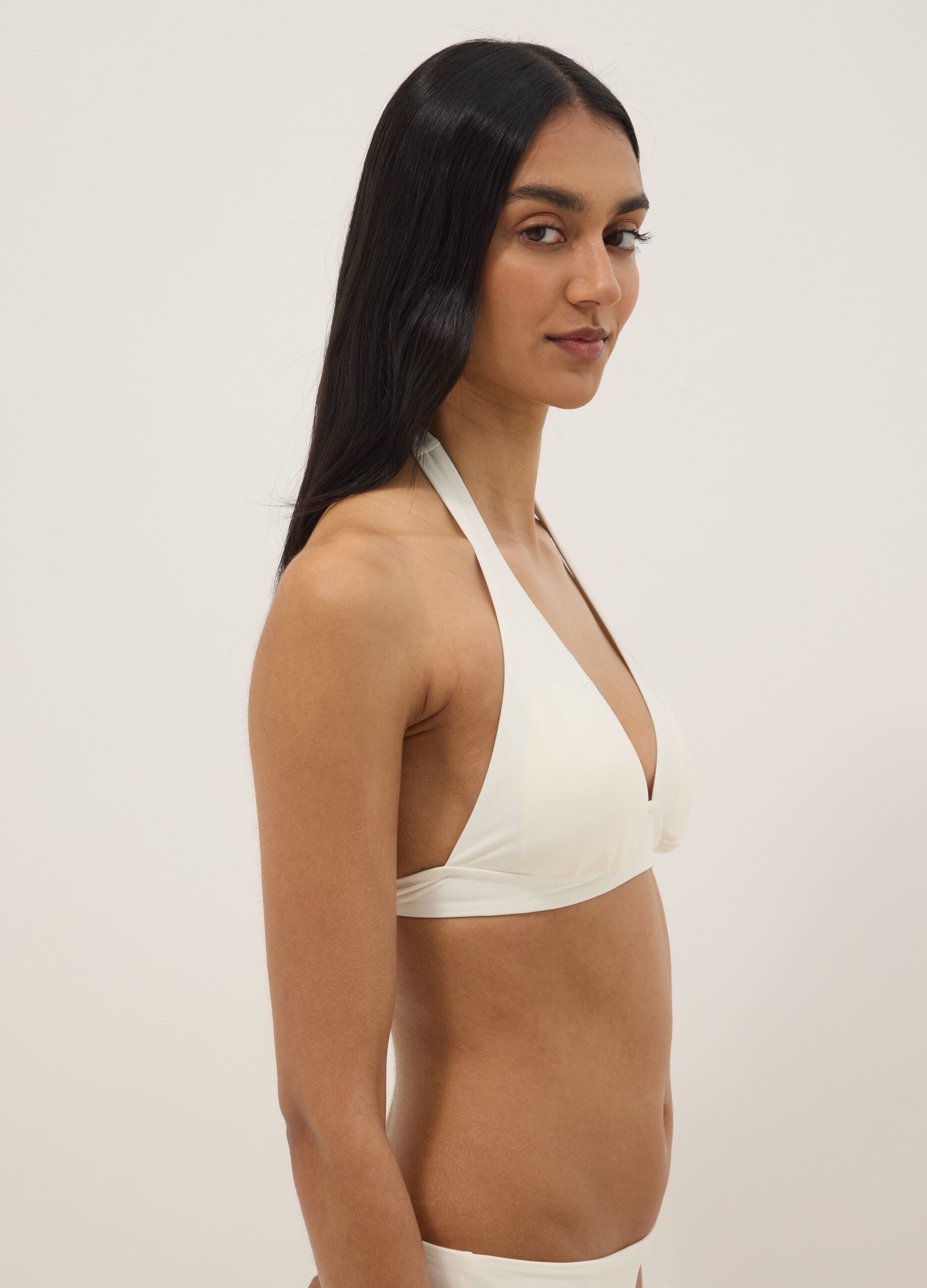 White stretch triangle bikini top